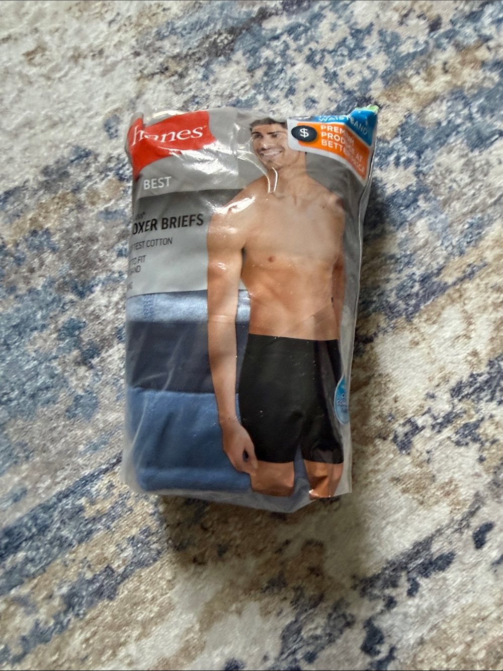 Hanes Men’s Boxer Briefs Pack - Black and Blue 5 pack size medium